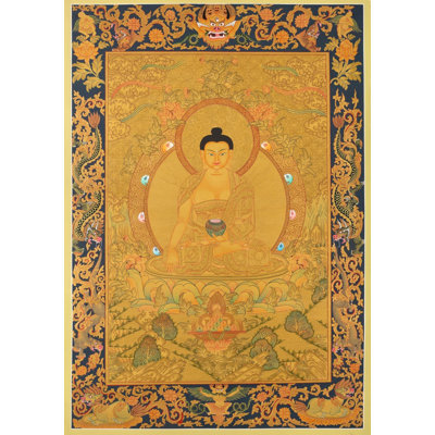 Bouddha Shakyamuni Thangka (Thangka sans brocart) | Acrylique sur toile