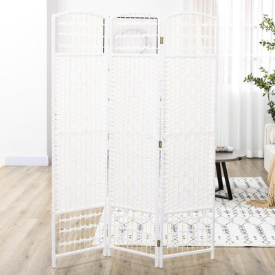 Paravent 3 panneaux, écran d'intimité pliant, cloison en fibre blanche pour bureau à domicile, décoration élégante et respirante