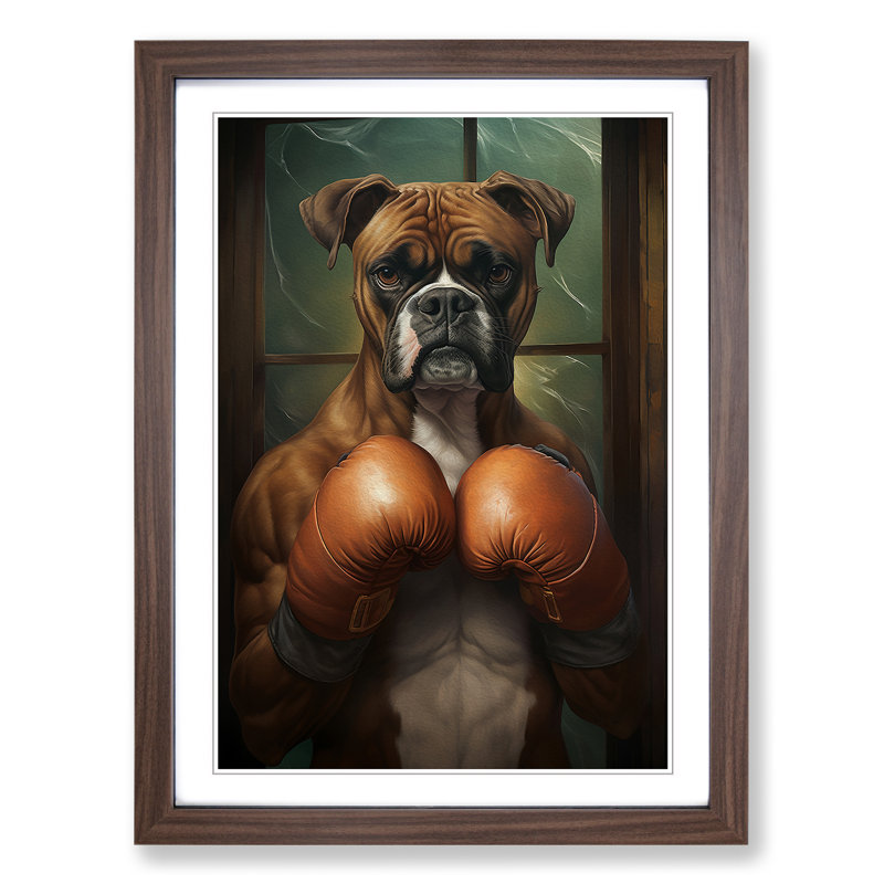 Boxer Dog Nouveau - Framed Print, Walnut Framed, 34cm H x 25cm W x 2cm D
