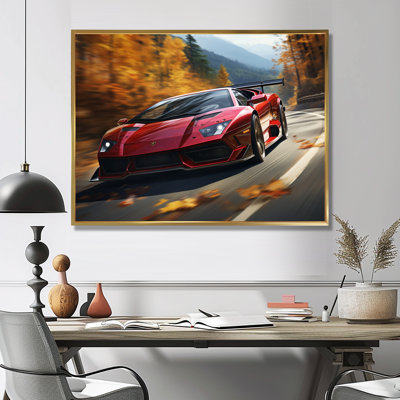 «Lamborghini Diablo Highway Red», reproduction d'art mural voiture exotique