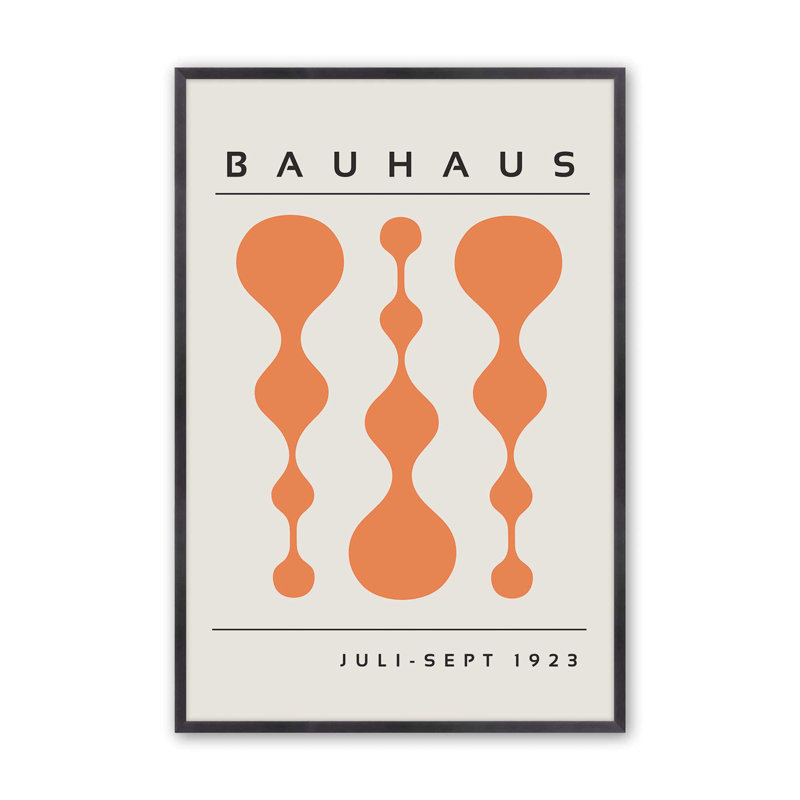 Orange Retro Bauhaus, reproduction d'affiche dans un cadre, H 17,25 po x l 13,25 po, Reproduction encadrée sans passe-partout