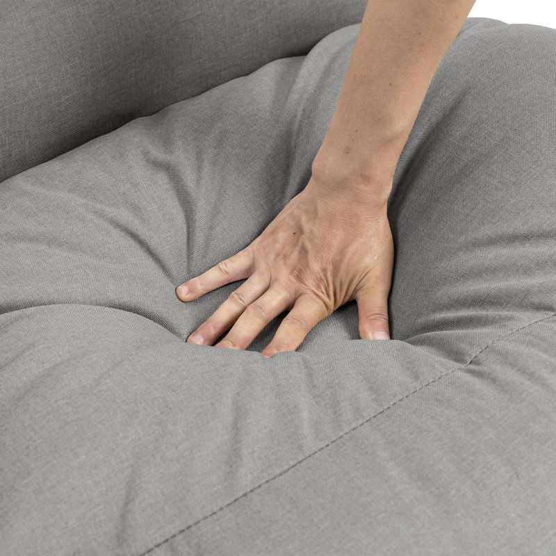 Chaise d'appoint rembourrée en métal et en polyester gris clair, Mélange de polyester gris clair / tissu