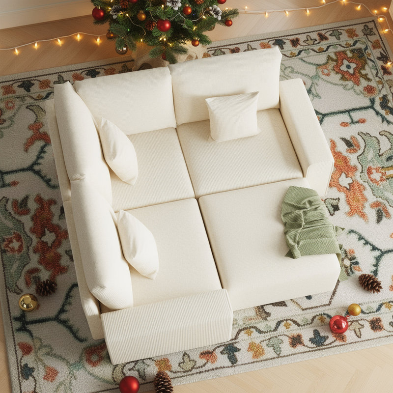 4-Piece Modular Corduroy Sectional Sofa with Ottoman, Reconfigurable Couch Sectional for Living Room, Bedroom, Office