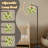 Arc Floor Lamp Green Shamrock Leaf Various Shades Green Cream Tall Modern Standing Lamp LED Adjustable Linen Lampshade 3 Color Temperatures