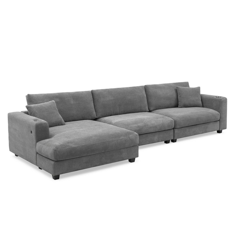 Canapé modulaire en velours côtelé Modern, Gris