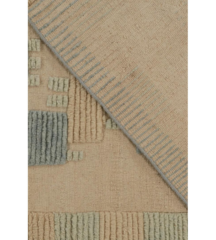 Scandinavian Hand Knotted Wool Geometric Area Rug, Rectangle 9' x 12'