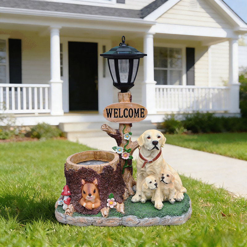 Labrador Dog Family Planter Garden Statue