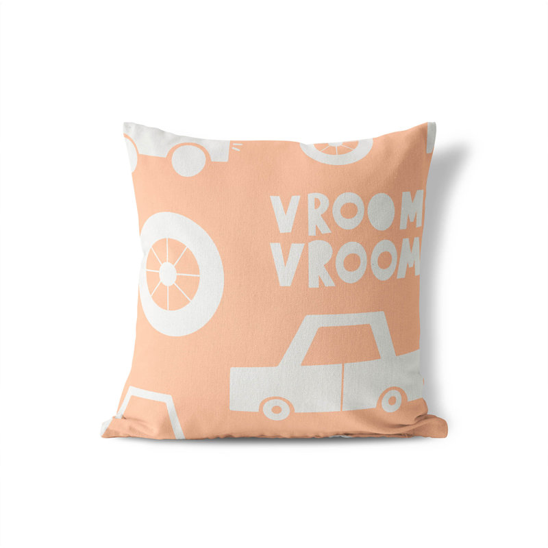 Coussin Vroom, Pêche / orange, H 18 po x l 18 po
