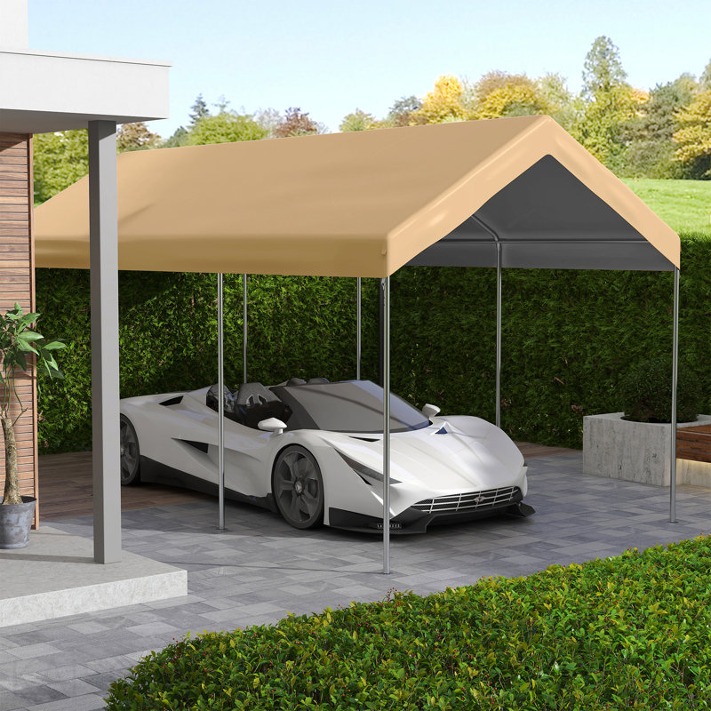 Housse de remplacement pour abri d'auto 10 'x 20', imperméable et protégé contre les rayons UV, avec abattants sphériques, beige (seulement)