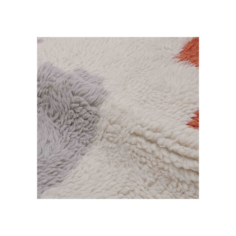 Abstract Area Rug in White/Purple/Red, Rectangle 5' x 8'