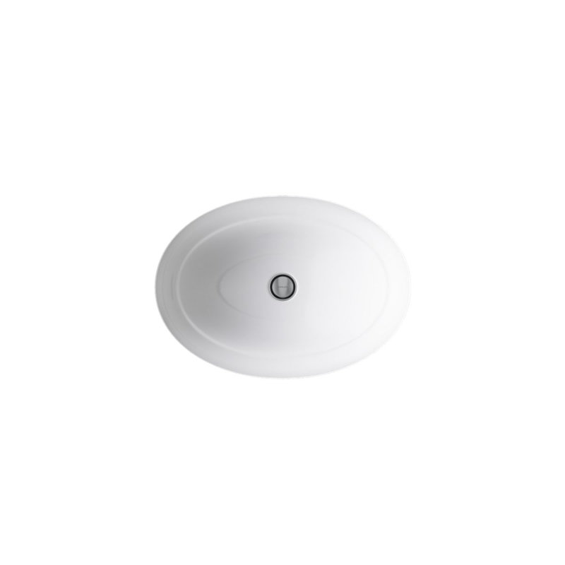 Serif Metal Oval Undermount Bathroom Sink, White