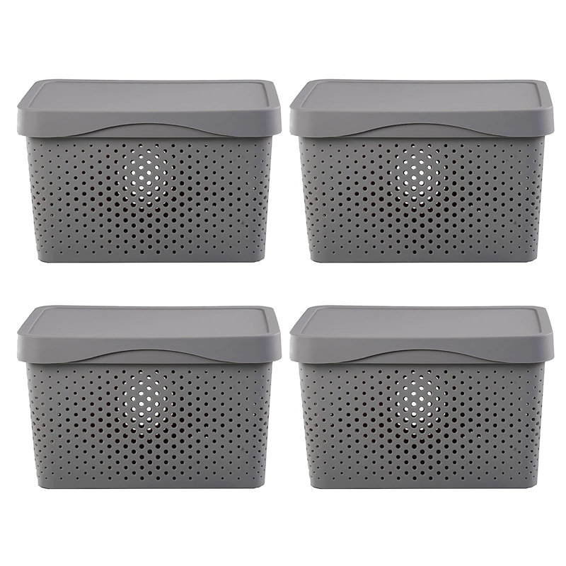 Rebrilliant Plastic Storage Tub & Tote, Gray, 8.5" H x 14.2" W x 10.7" D