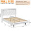 Lit plateforme flottant en similicuir blanc, taille standard, avec tête de lit capitonnée en losanges et éclairage LED. Sommier non requis, conception silencieuse, montage facile.-1289493094-1289493095