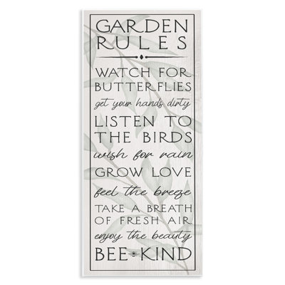 «Uplifting Garden Rules», plaque murale par Lil 'Rue