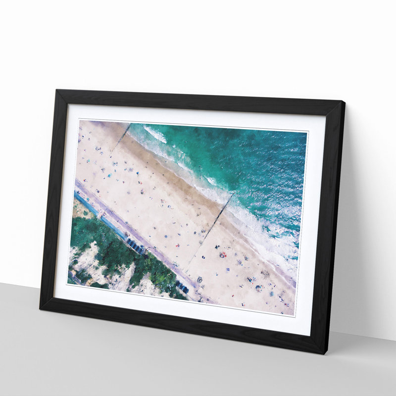 Bournemouth Beach Painting - Single Picture Frame Print on MDF, 62cm H x 87cm W x 2cm D, Black