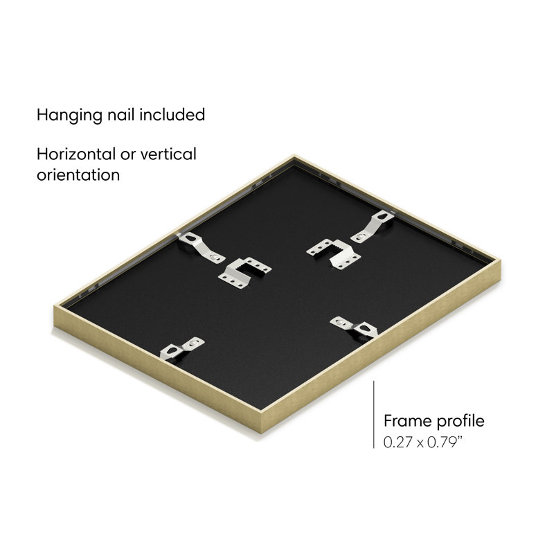 Gold Aluminum 8.5x11 Picture Frame with Glass Mat