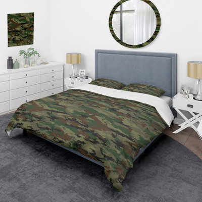 Ensemble de housse de couette en microfibre noir / vert 3 pièces