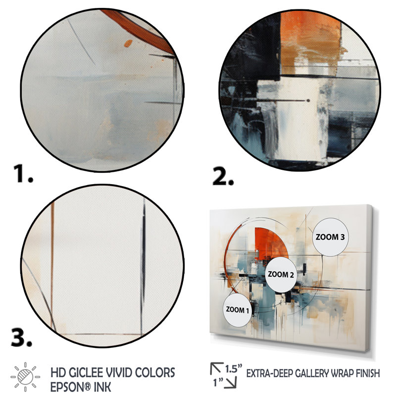 «Colorful Mid Century Abstract Elegance II - Abstract Midcentury», reproduction d'art sur toile encadrée, Toile tendue
