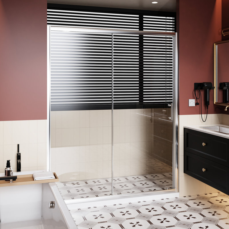 60 In Wide Single Sliding Shower Door, 72 Tall, 1/5 Inch Thick Tempered Glass, Finish, And Easy - To Clean Surface W X H Door Featuring Clear Alloy Frame, Smooth Operation