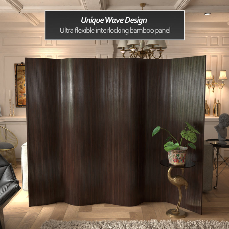 Siena Rolling Bamboo Room Divider, Dark Mocha, 6 ft. Tall