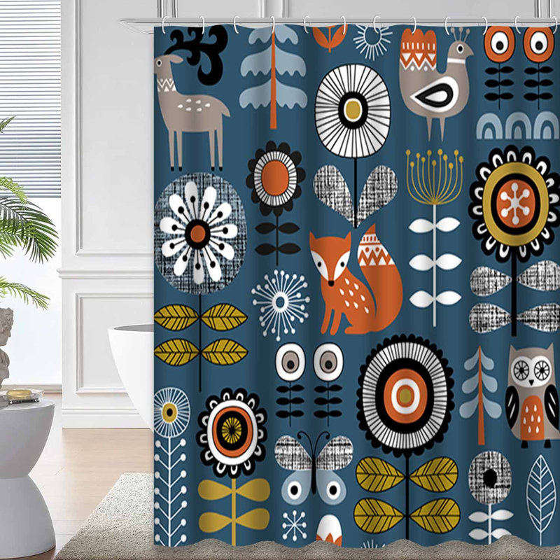 Rideau de douche avec 12 crochets Woodland, L 72 po x l 72 po