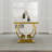 7 Piece Luxury White And Gold Dining Table Set With 6 White Leather Dining Chairs-551457641-551457646-551457632