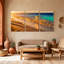 Plage, coucher de soleil doré, plage, vagues, vue sur l'océan, ensemble de 3 impressions sur toile-1713866076