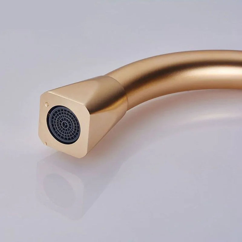 Robinet pour vasque contemporain blanc et or bronze - Robinet pour salle de bain à poignée simple moderne par Juno
