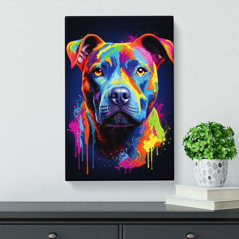 Staffordshire Bull Terrier Colour Field - Wrapped Canvas, 60cm H x 40cm W x 3cm D