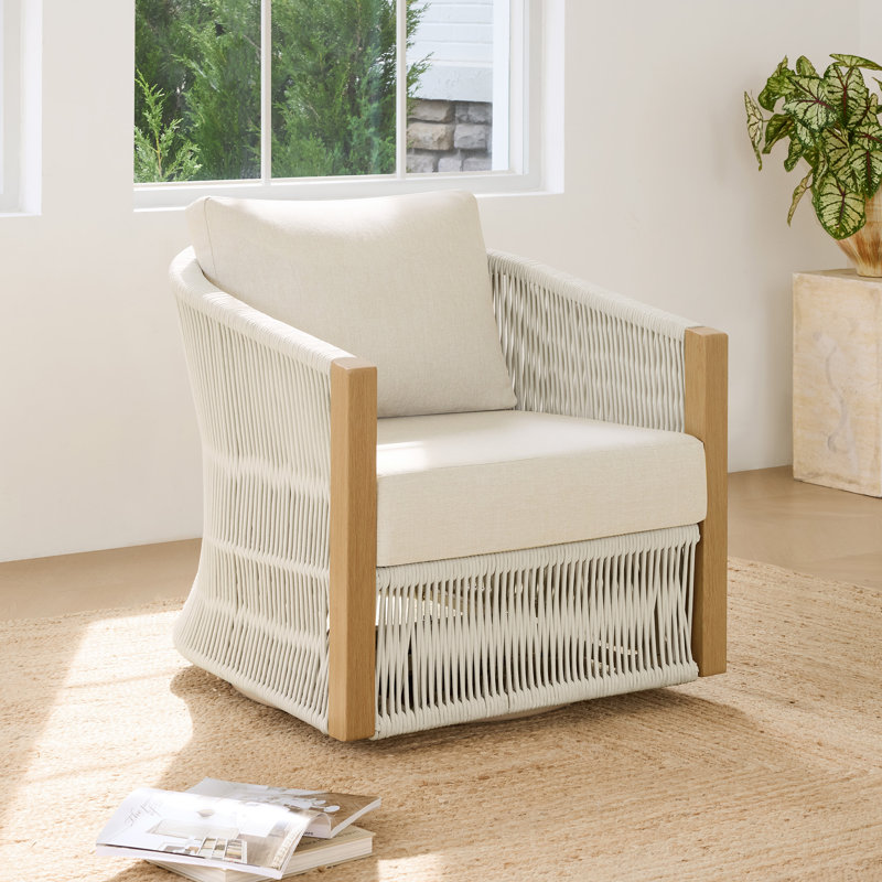 Rope Swivel Armchair, Cream Polypropylene/Olefin