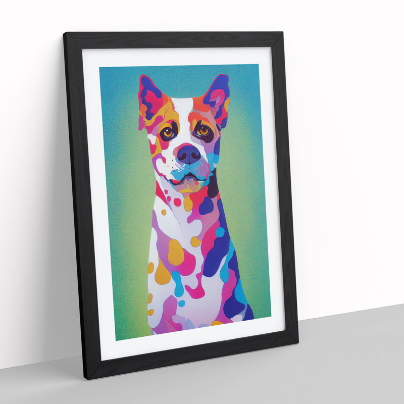 Dog Paint Splash No.1 - Single Picture Frame Print, 34cm H x 25cm W, Black