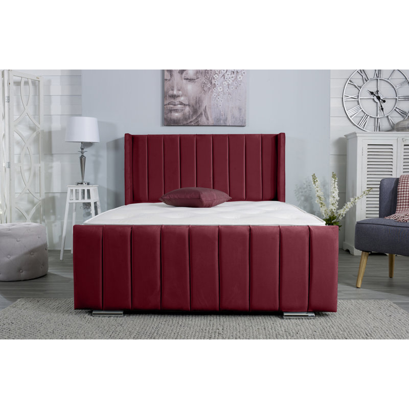 Apperton Upholstered Bed Frame, Double (4'6), Maroon