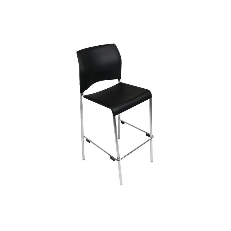 Jody Plastic Stack Stool, Bar Stool (30" Seat Height), Dark Black