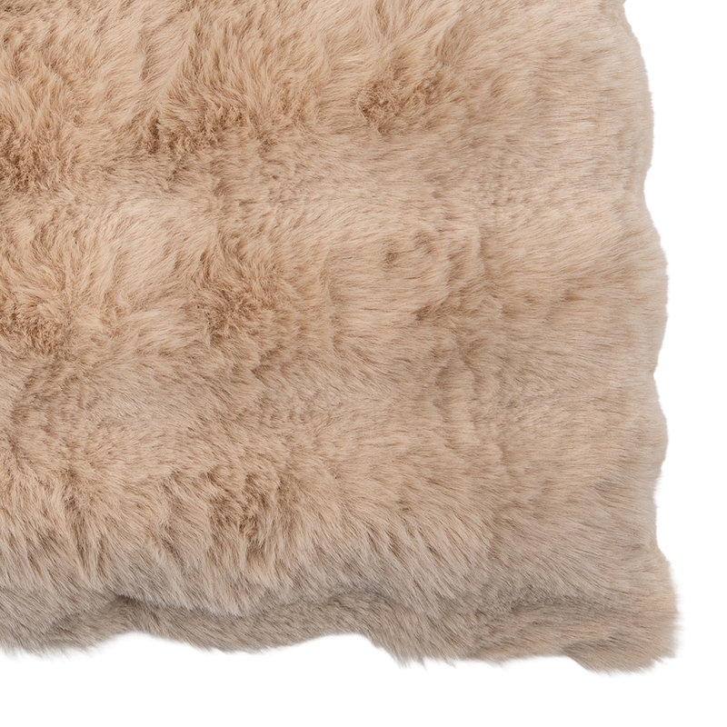 Ensemble de 2 coussins décoratifs en fausse fourrure ultra doux Nuage beige, 18 po x 18 po, H 18 po x l 18 po, Beige