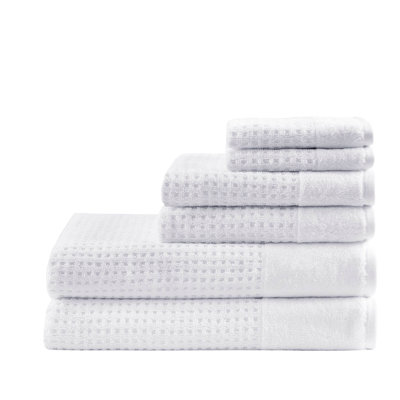 Cotton Waffle Jacquard Antimicrobial Bath Towel 6 Piece Set