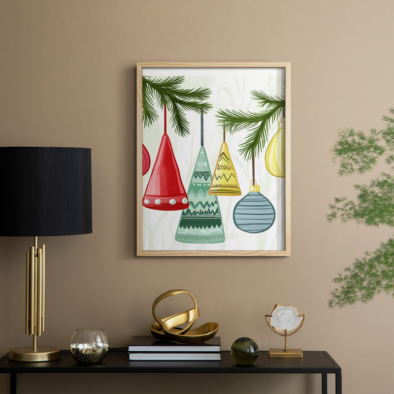 «Christmas Holiday», reproduction d'art encadrée - Bois massif, Naturel, H 21 po x l 17 po