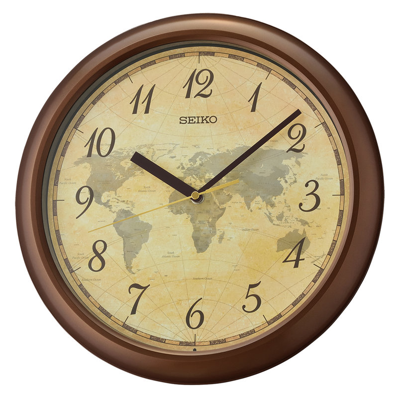 QHA006ZLH Wall Clock, Metallic Brown