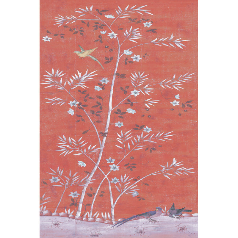 Canton in Coral 1 Piece Wrapped Canvas Painting, 30cm H x 20cm W