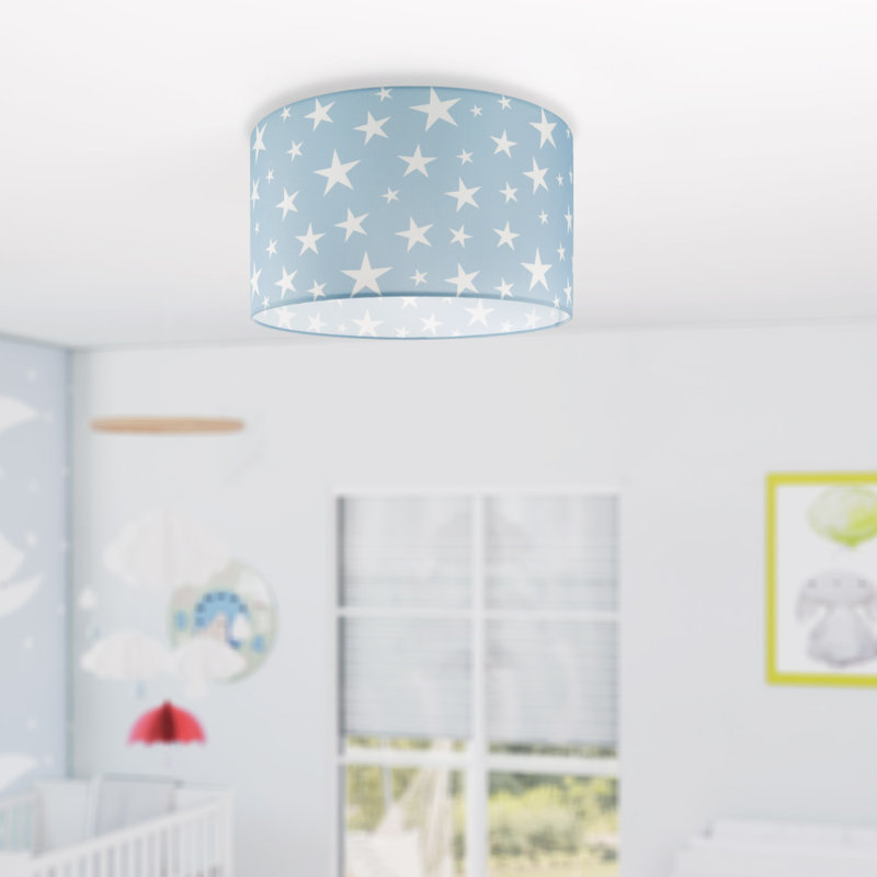 Caudillo Fabric Flush Ceiling Light, Blue