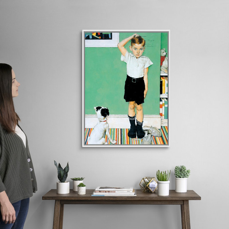«He Going To Be Taller Than Dad», art mural sur toile, H 34 po x l 26 po x P 1,75 po, Cadre flottant blanc