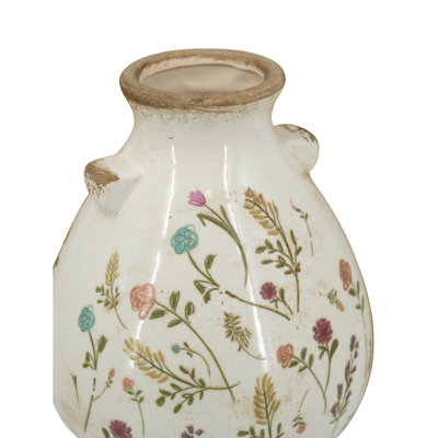 Vase décoratif en céramique 6,5X6,5X7,5 "avec motifs floraux multicolores