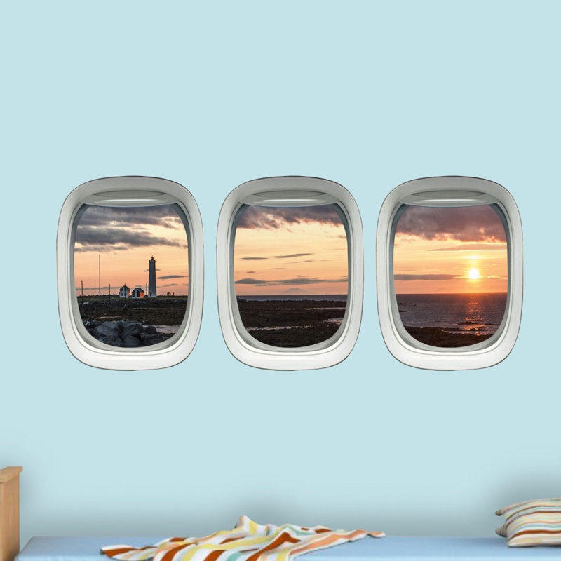 Décalcomanie murale 3 pièces avion