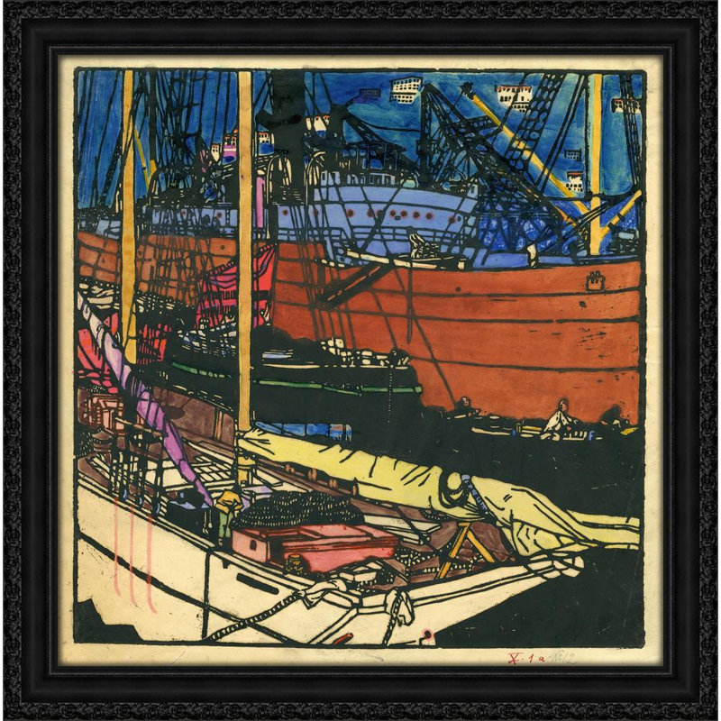 Farbholzschnitt Hafen Von Triest (1907), H 26 po x l 26 po