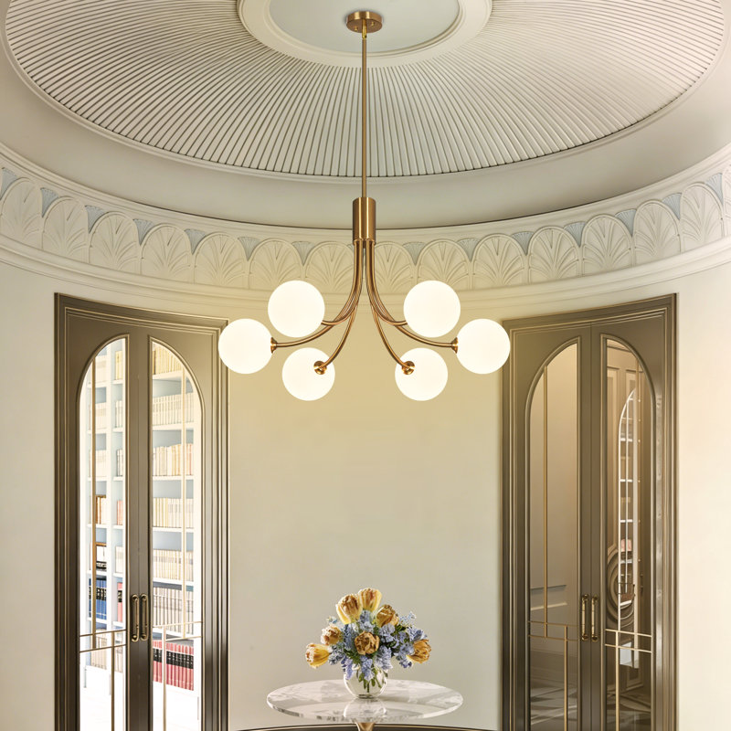 Lustre spoutnik moderne à 6 lumières à intensité variable pour îlot de cuisine