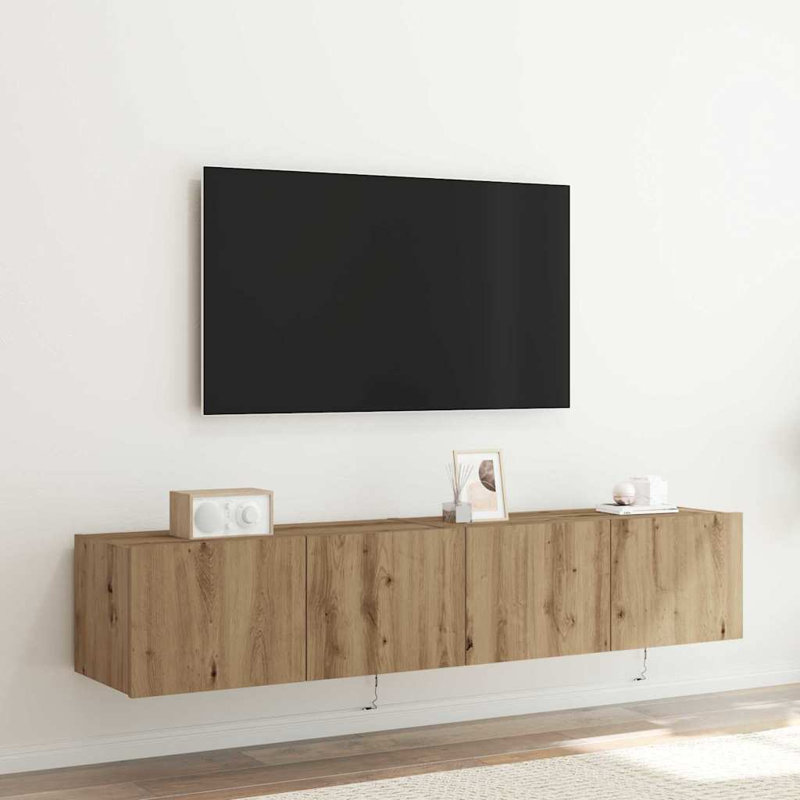 TV Wall Cabinet Engineered Wood, 31cm H x 80cm L x 35cm W, Artisan Oak