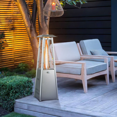 Chauffage de table portatif en acier de 9500 BTU pour terrasse avec tube en verre