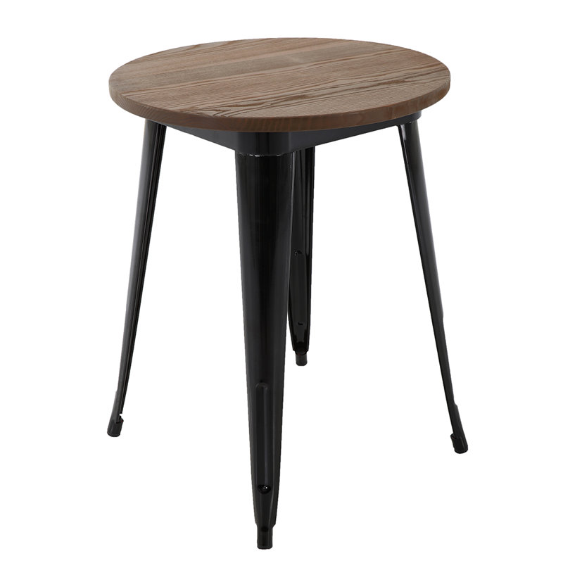 Izariah Round Solid Wood Top Metal Base Dining Table