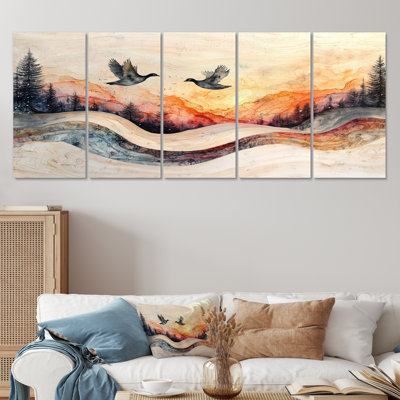 Goose Animals Into A Winter Horizon III - Goose Animal Wall Decor - Traditional Wall Art