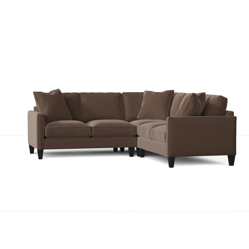 Calvin Upholstered L-Shaped Sectional Symmetrical, Peyton Chocolate, Sugarshack Grey Flannel