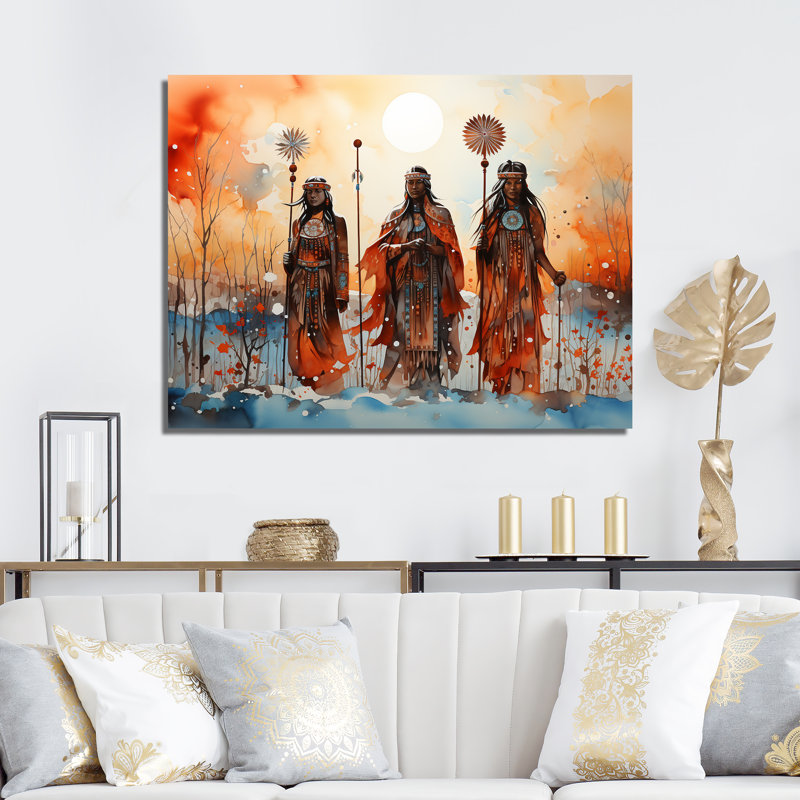 Iroquois Native Expression sur toile, Cadre photo noir, H 30 po x l 40 po